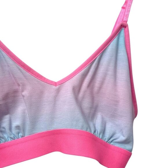 Stripe & Stare T-shirt Bra Size Medium Bralette Pink Blue Ombre Modal NEW - Picture 2 of 6